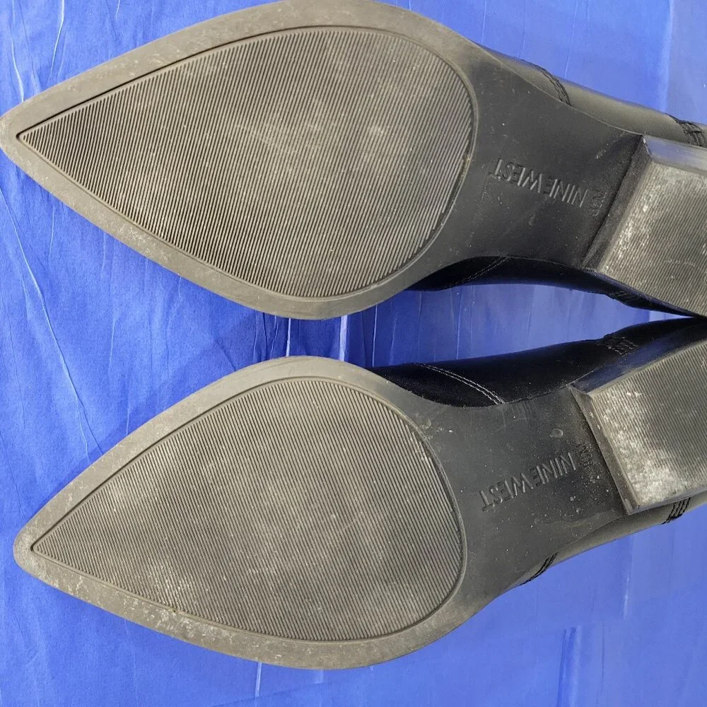 Nine West Leather Western Ankle Booties Size 8.5 - Picture 12 of 14